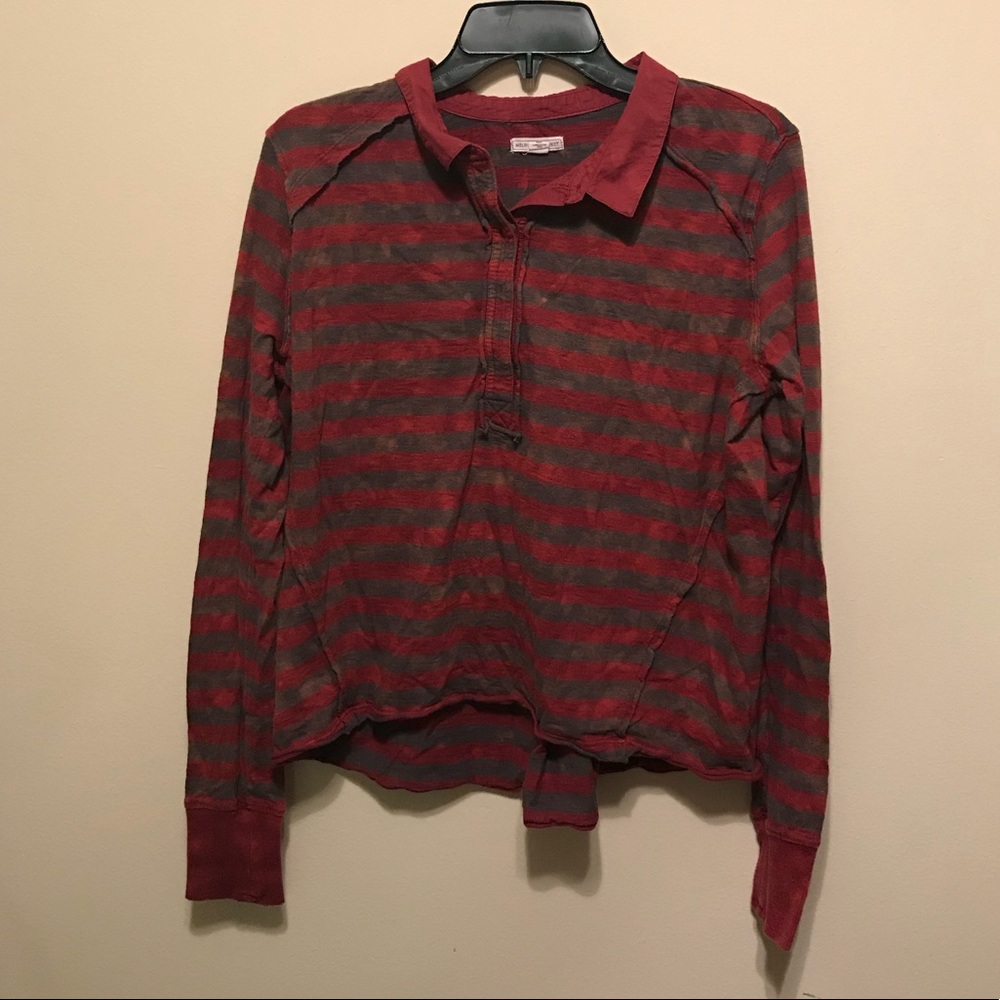 Melrose and Market Long Sleeve Polo Striped